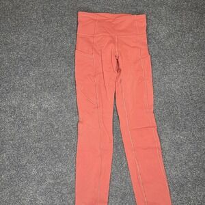 Lululemon Pants Womens 2 Red High Rise Pocket Leggings Yoga Running Athletic